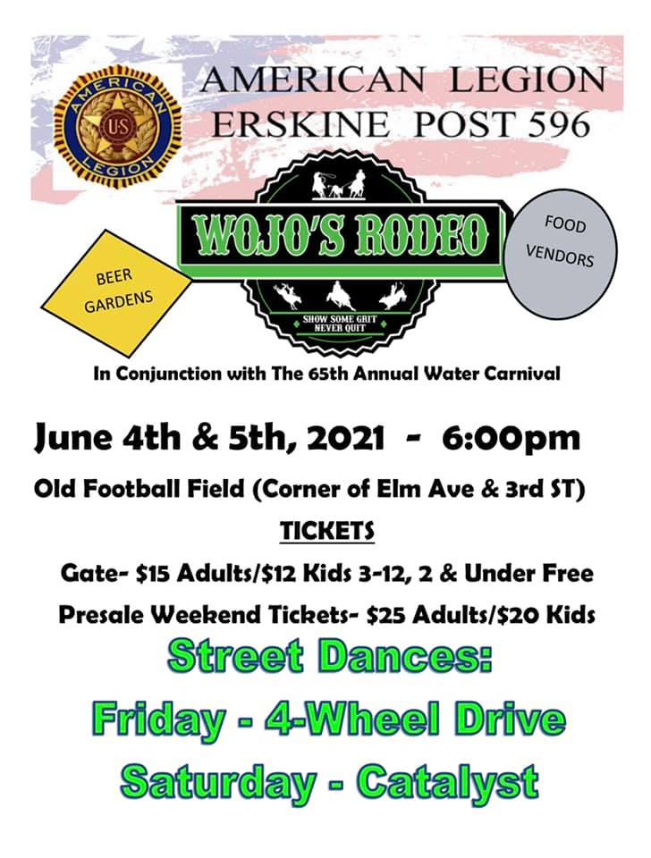 Wojo’s Rodeo June 4th and 5th City of Erskine