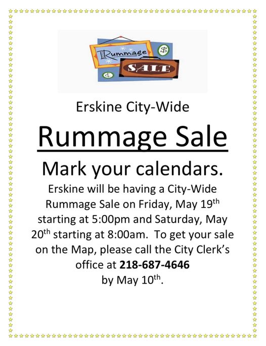 Upcoming: City-Wide Rummage Sale – City of Erskine